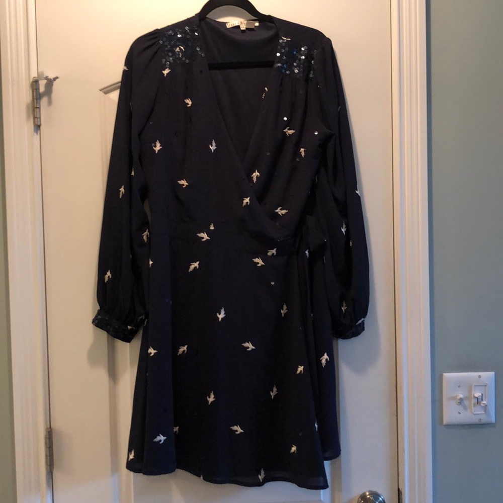 Navy long sleeve wrap dress size 8/10